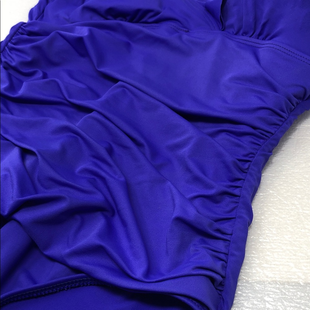 Lauren Ralph Lauren Beach Club Solids Ruffle Surplice V-Neck One Piece Swimsuit - Picture 10 of 11
